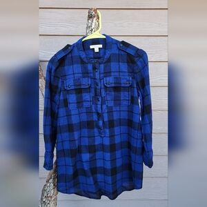 Burberry 100% Wool Plaid Button Down Shirt